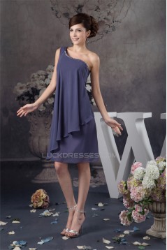 Knee-Length Sleeveless One-Shoulder Beading Short Bridesmaid Dresses 02010417