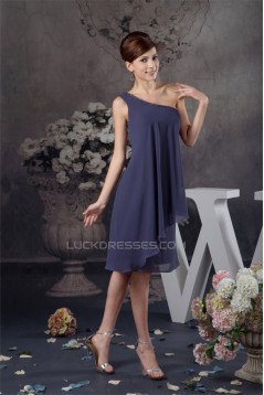 Knee-Length Sleeveless One-Shoulder Beading Short Bridesmaid Dresses 02010417