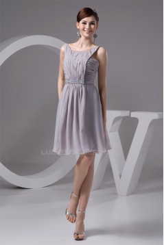 Knee-Length Spaghetti Straps Chiffon Short Bridesmaid Dresses 02010418