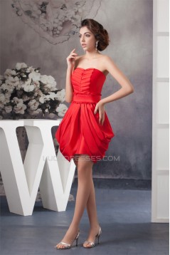 Ruffles Sleeveless Sweetheart Short Red Bridesmaid Dresses 02010420