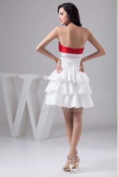 Strapless A-Line Handmade Flowers Taffeta Short Bridesmaid Dresses 02010442