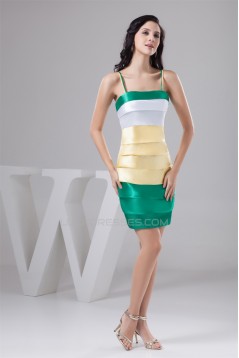 Tiered Sheath/Column Silk like Satin Sleeveless Bridesmaid Dresses 02010447