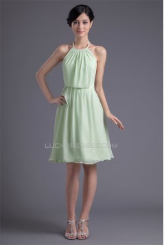 A-Line Chiffon Ruffles Halter Short Bridesmaid Dresses 02010451