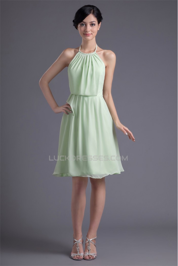 A-Line Chiffon Ruffles Halter Short Bridesmaid Dresses 02010451