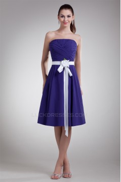 A-Line Knee-Length Strapless Sleeveless Best Short Bridesmaid Dresses 02010454