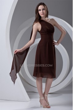 A-Line One-Shoulder Chiffon Short Bridesmaid Dresses 02010515