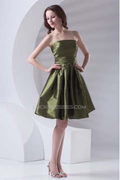 Short/Mini Pleats Strapless Taffeta A-Line Bridesmaid Dresses 02010519