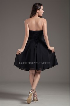 A-Line Most Popular Knee-Length Chiffon Short Black Bridesmaid Dresses 02010526