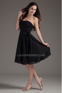 A-Line Most Popular Knee-Length Chiffon Short Black Bridesmaid Dresses 02010526