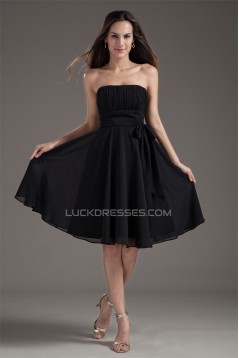 A-Line Most Popular Knee-Length Chiffon Short Black Bridesmaid Dresses 02010526