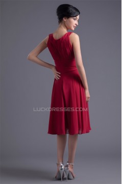 Sleeveless Knee-Length Scoop Chiffon Bridesmaid Dresses 02010528