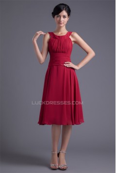 Sleeveless Knee-Length Scoop Chiffon Bridesmaid Dresses 02010528