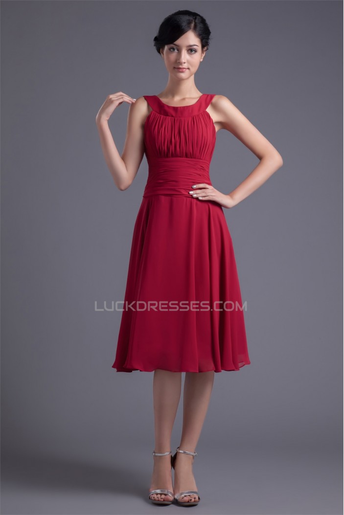 Sleeveless Knee-Length Scoop Chiffon Bridesmaid Dresses 02010528