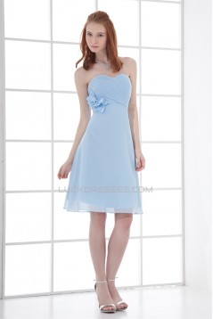 Soft Sweetheart Sleeveless Knee-Length A-Line Short Blue Bridesmaid Dresses 02010534