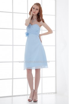 Soft Sweetheart Sleeveless Knee-Length A-Line Short Blue Bridesmaid Dresses 02010534