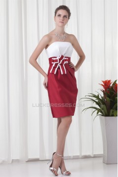 Strapless Sleeveless Bows Knee-Length Bridesmaid Dresses 02010539