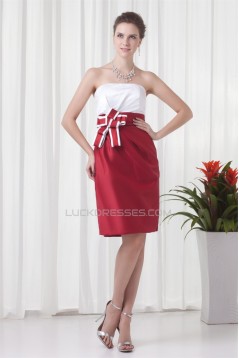 Strapless Sleeveless Bows Knee-Length Bridesmaid Dresses 02010539