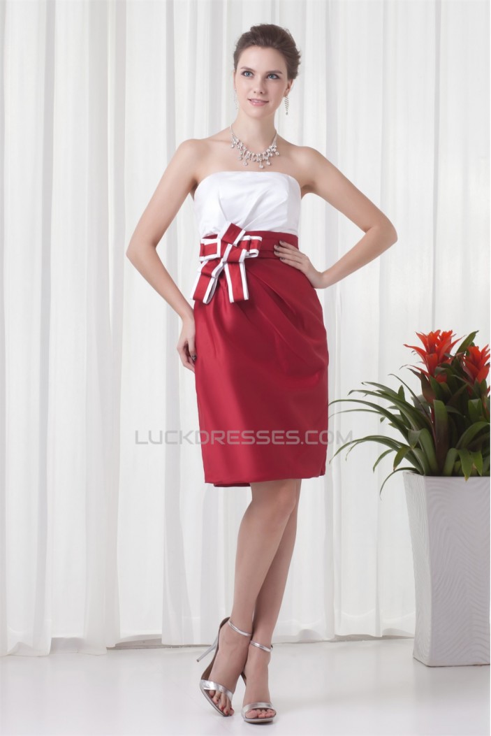 Strapless Sleeveless Bows Knee-Length Bridesmaid Dresses 02010539