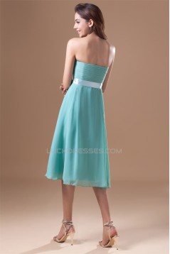 Sheath/Column Strapless Handmade Flowers Short Bridesmaid Dresses 02010543