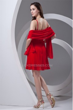 V-Neck Chiffon Sleeveless Short Red Beaded Bridesmaid Dresses 02010548