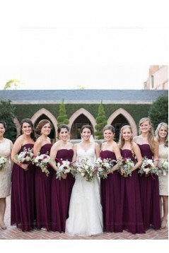 Long Purple Sweetheart Chiffon Floor-Length Bridesmaid Dresses 3010016