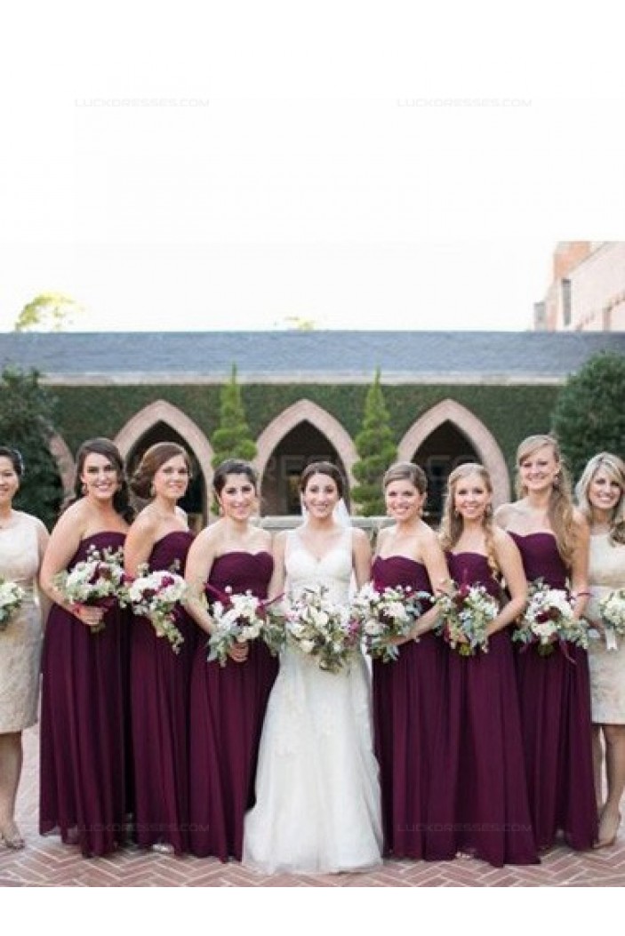 Long Purple Sweetheart Chiffon Floor-Length Bridesmaid Dresses 3010016