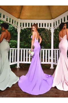 Trumpet/Mermaid Spaghetti Straps Long Bridesmaid Dresses 3010023