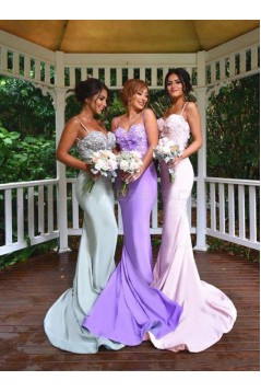 Trumpet/Mermaid Spaghetti Straps Long Bridesmaid Dresses 3010023