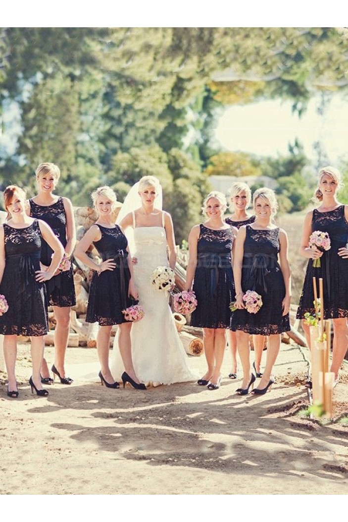 Short Black Lace Wedding Party Dresses Bridesmaid Dresses 3010065