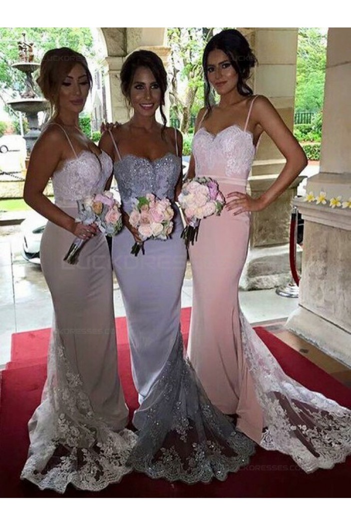 Trumpet/Mermaid Spaghetti Straps Lace Wedding Party Dresses Bridesmaid Dresses 3010079