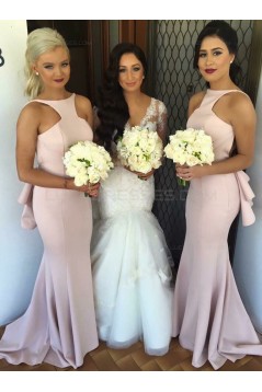 Trumpet/Mermaid Long Backless Wedding Party Dresses Bridesmaid Dresses 3010085