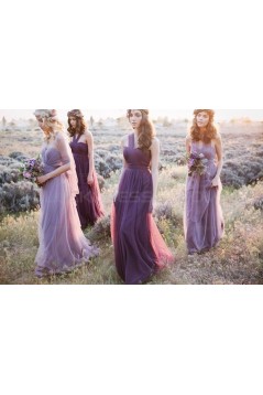Long Purple Tulle Wedding Party Dresses Bridesmaid Dresses 3010096