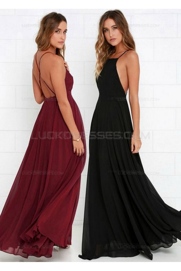 Spaghetti Straps Criss Cross Back Chiffon Long Wedding Guest Dresses Bridesmaid Dresses 3010106