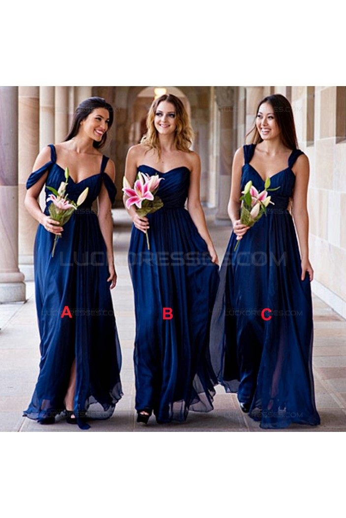 Long Blue Chiffon Wedding Guest Dresses Bridesmaid Dresses 3010117