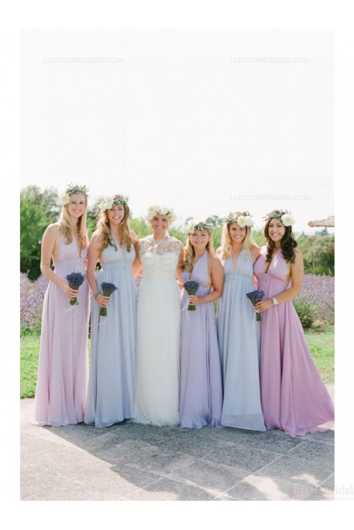 Halter Long Chiffon Wedding Guest Dresses Bridesmaid Dresses 3010132