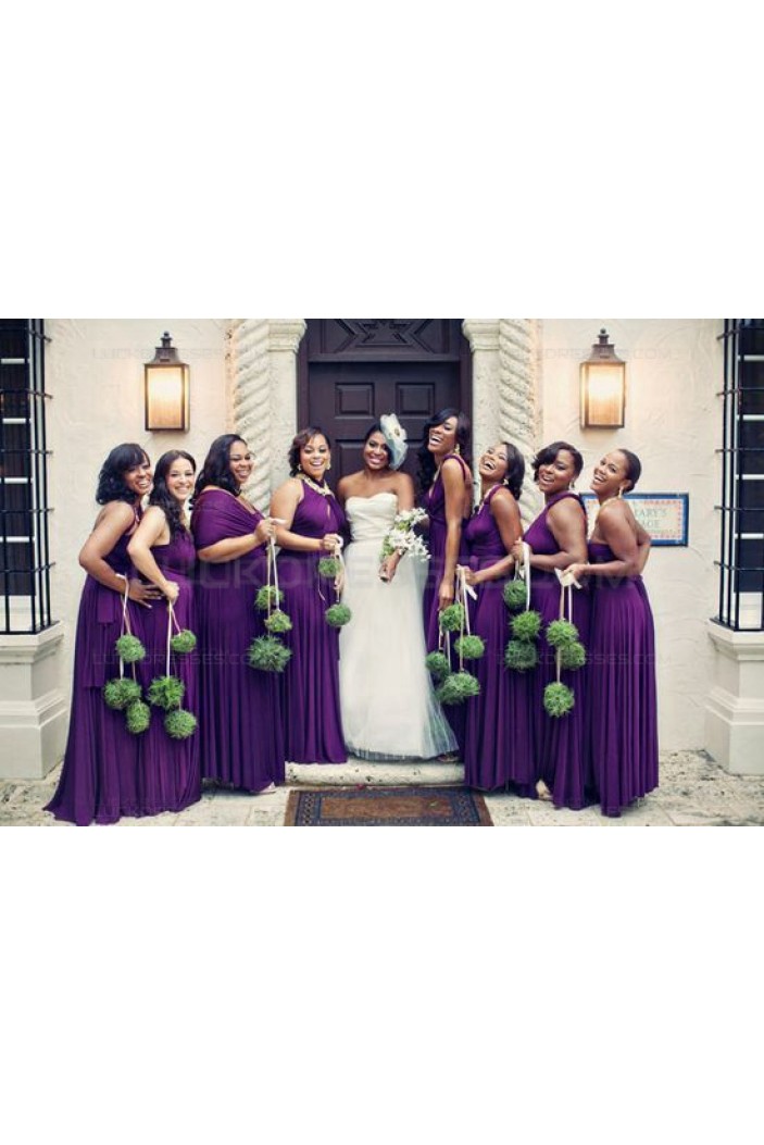 Purple Long Chiffon Wedding Guest Dresses Bridesmaid Dresses 3010137