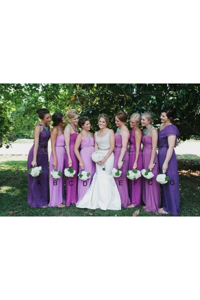 Long Purple Chiffon Wedding Guest Dresses Bridesmaid Dresses 3010149