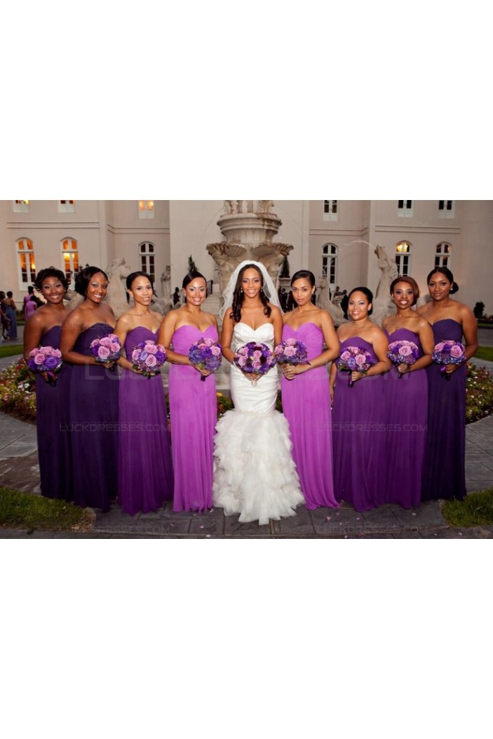 Long Purple Sweetheart Chiffon Plus Size Country Wedding Guest Dresses Bridesmaid Dresses 3010154