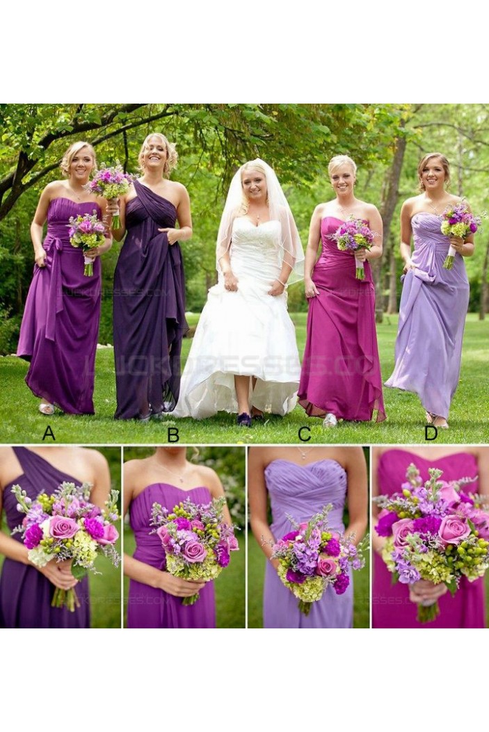 Long Purple Chiffon Country Wedding Guest Dresses Bridesmaid Dresses 3010156