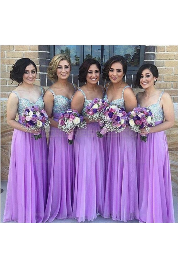 Lilac Sequins Long Chiffon Wedding Guest Dresses Bridesmaid Dresses 3010157