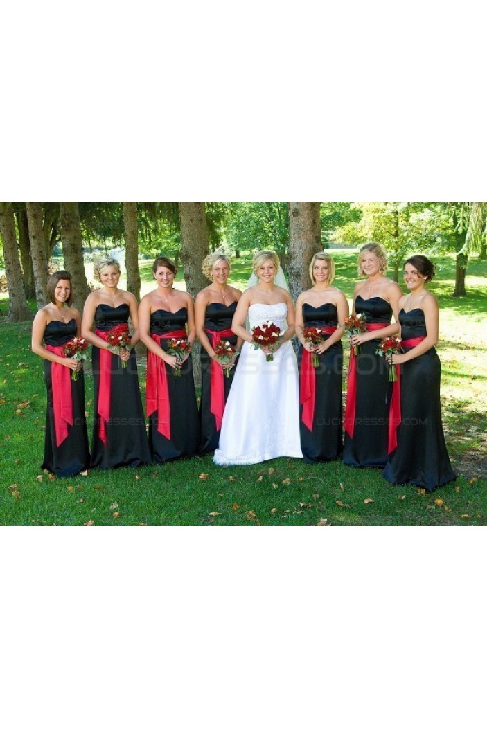 Black Red Long Wedding Guest Dresses Bridesmaid Dresses 3010164