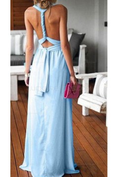 Long Blue Chiffon Wedding Guest Dresses Bridesmaid Dresses 3010200