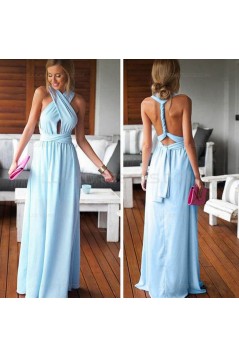 Long Blue Chiffon Wedding Guest Dresses Bridesmaid Dresses 3010200