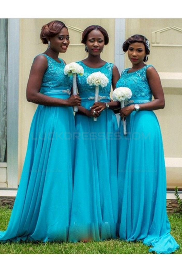 Long Blue Lace Chiffon Wedding Guest Dresses Bridesmaid Dresses 3010206