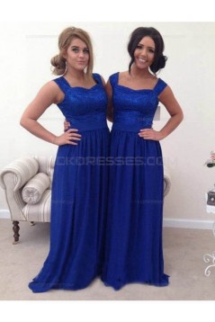 Long Blue Lace Chiffon Wedding Guest Dresses Bridesmaid Dresses 3010227