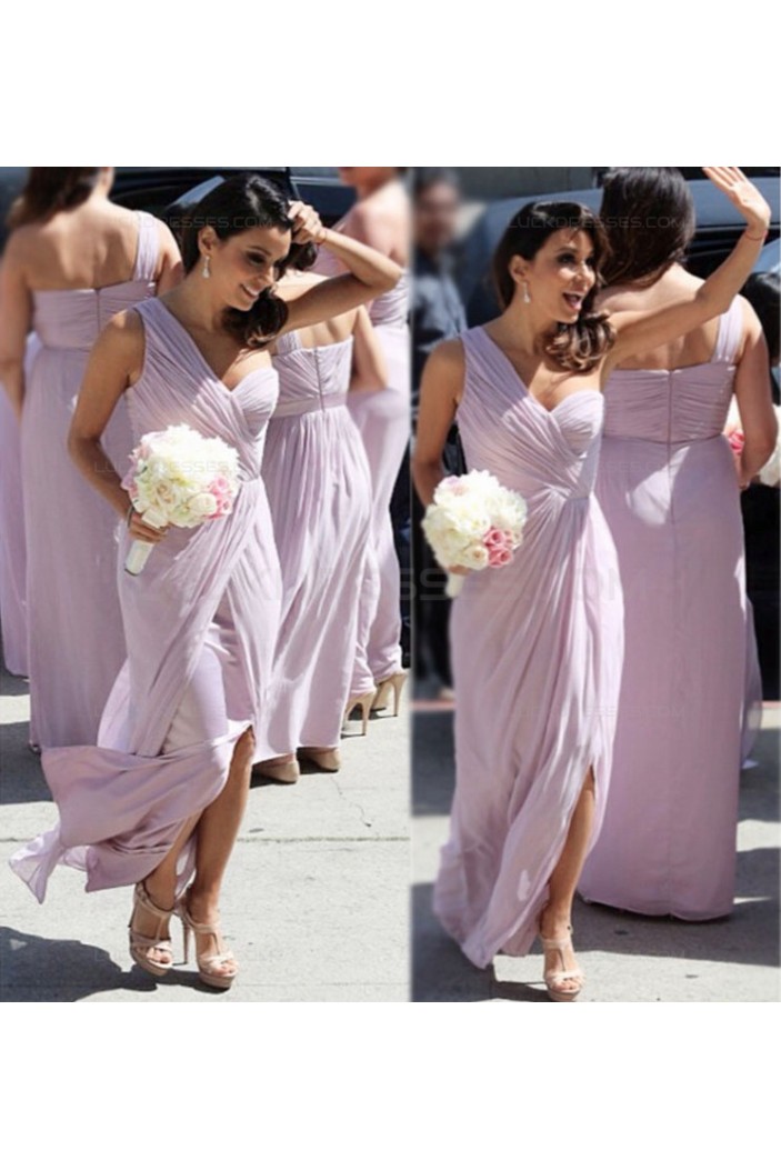 Long Chiffon One-Shoulder Wedding Guest Dresses Bridesmaid Dresses 3010245