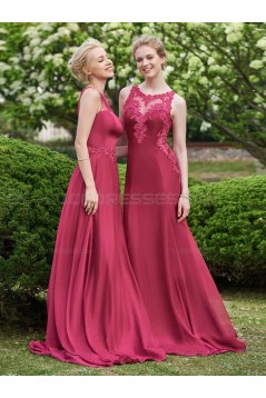A-Line Lace Chiffon Long Wedding Guest Dresses Bridesmaid Dresses 3010248