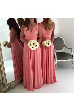 Long Chiffon V-Neck Wedding Guest Dresses Bridesmaid Dresses 3010258