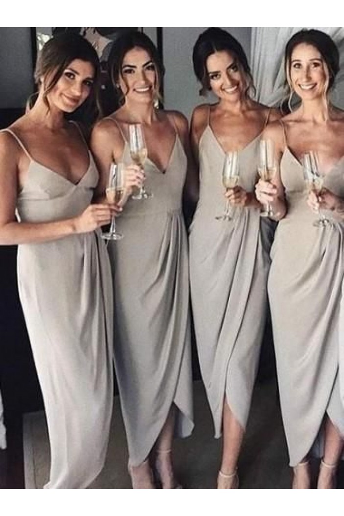 Simple Spaghetti Straps V-Neck Bridesmaid Dresses 3010298