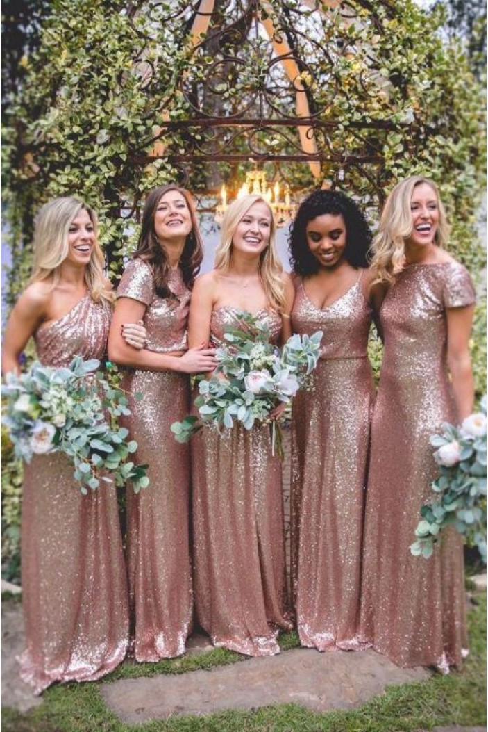 Affordable Sequins Long Bridesmaid Dresses 3010338